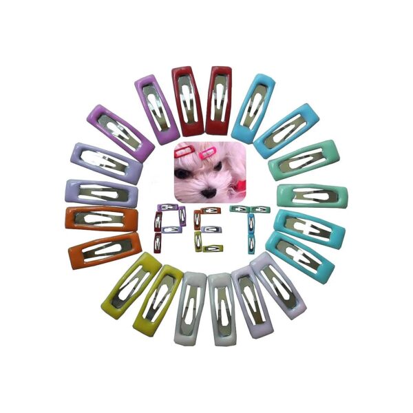 20-Piece Set of Rectangle Small Dog Hair Clips for Teacup and Toy Breed