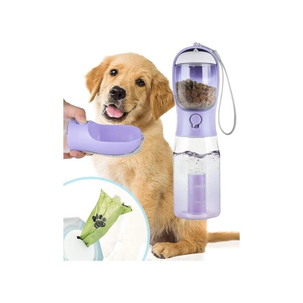 20oz Leak-Proof Dog Travel Water Bottle with Feeder for Walking and Hiking