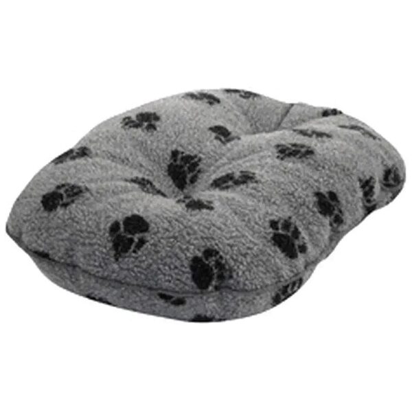 21 Inch Oval Shaped Grey Sherpa Fleece Luxury Dog Mattress with Quilted Design