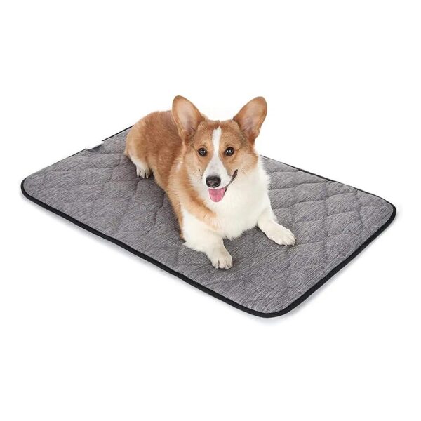 24'' Grey Kennel Pad with Washable Sofa Fabric Quilting Dog Bed for Small Breeds