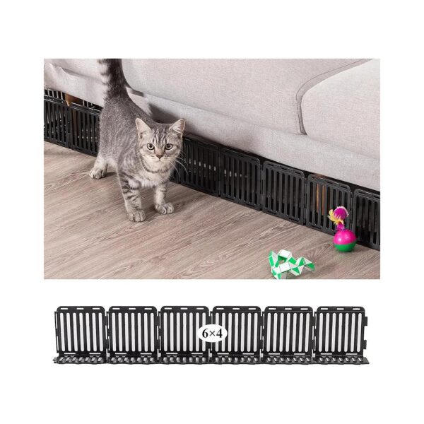 24 Pack Black Plastic Under Couch Blocker for Pets and Toys 12 Foot Total Length