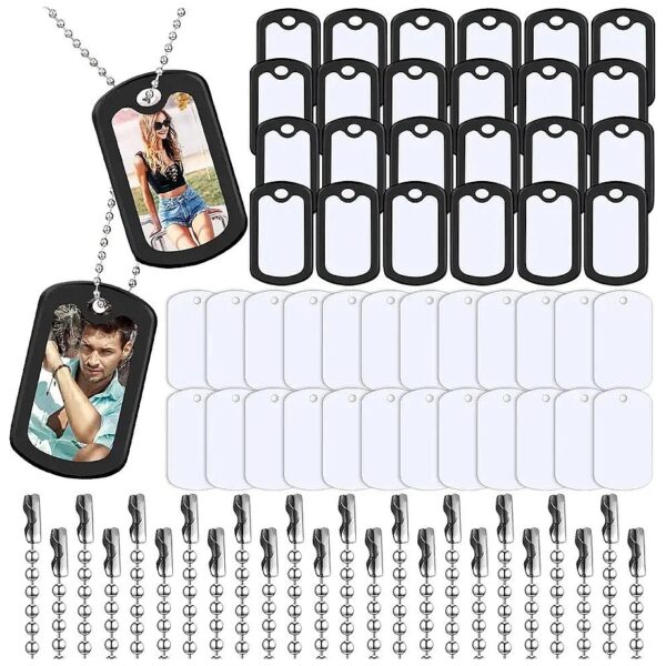 24-Piece Blank Aluminum Dog Tag Set for Sublimation Printing and Customization