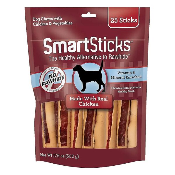 25 Count Pack of Rawhide-Free Real Chicken and Vegetable Sticks