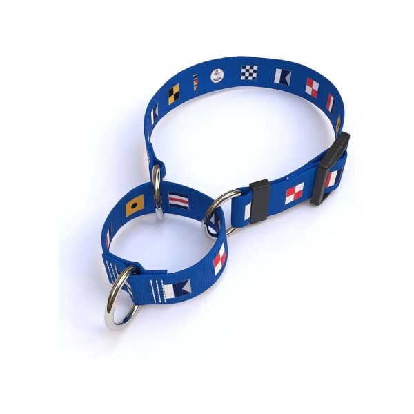 26 Long Nautical Dog Martingale Control Collar Blue Size Large Polyester