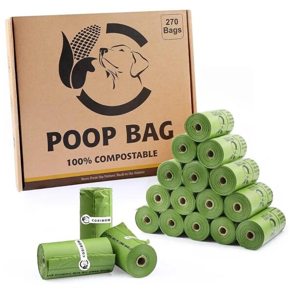 270 Count Compostable Dog Waste Bags Forest Green Easy Open Leak Proof 100% Compostable