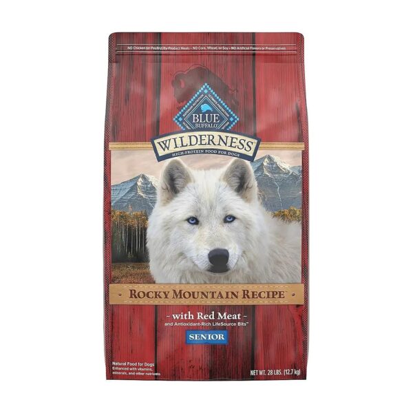 28 Lb Bag of Senior Dry Dog Food with Real Red Meat and Whole Grain Carbs