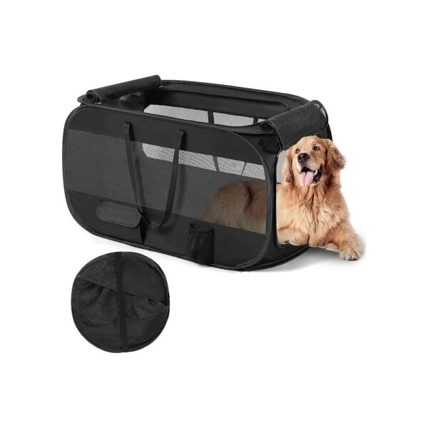 2-Door Dog Crate with Chew Proof Mesh Windows for Large Dogs