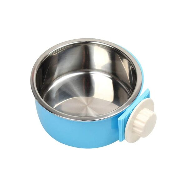 2-In-1 Dog Bowl Feeder Pet Food Water Bowl for Crates and Cages Blue