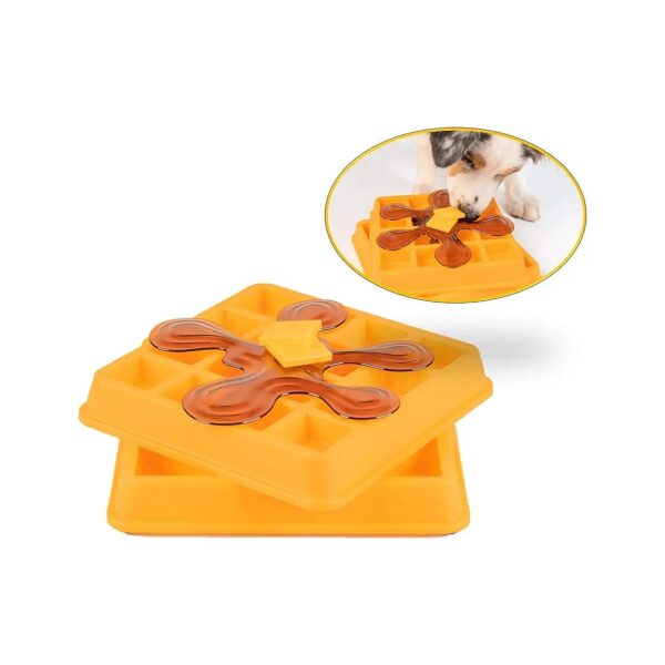 2-Level Waffle Compartments Dog Puzzle Toys for Healthy Snacking and Mealtime Engagement