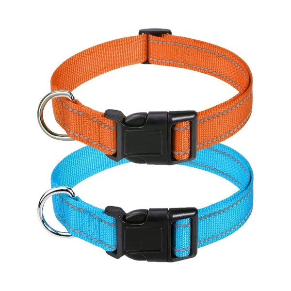 2-Pack Adjustable Reflective Dog Collars for Multi-Dog Families