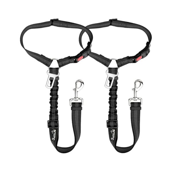 2-Pack Dog Car Seatbelts with Reflective Material and Adjustable Length for Daily Use