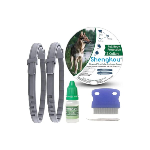 2-Pack Flea and Tick Collar for Large Dogs with Safe Natural Ingredients