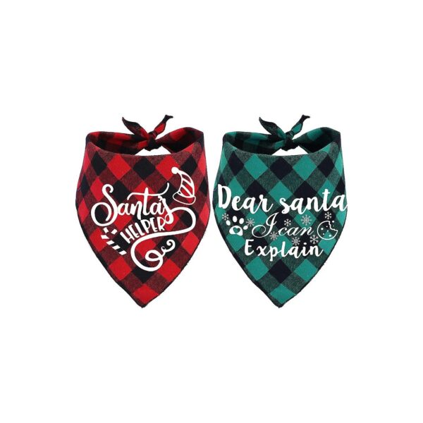 2-Pack Plaid Christmas Bandana Scarves for Dogs