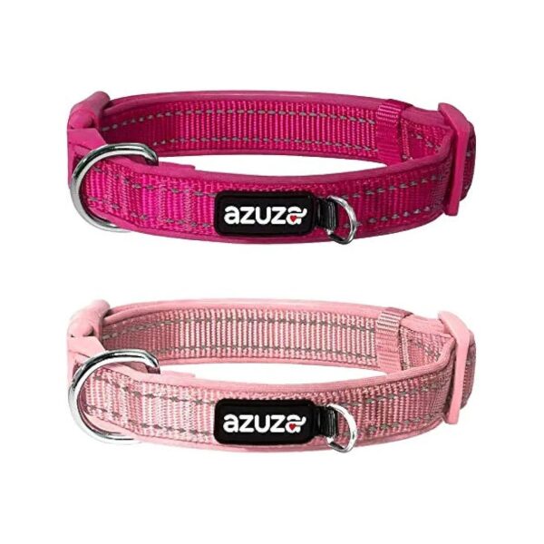 2-Pack Reflective Pet Collars with Neoprene Padding and Adjustable Size for Large Dogs