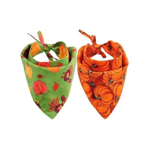 2-Pack Reversible Triangle Bibs for Small Dogs and Cats with Thanksgiving Themed Prints