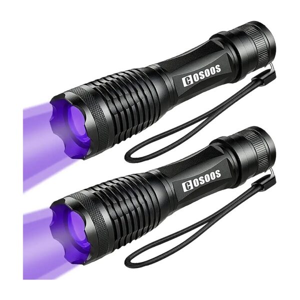 2-Pack Waterproof LED Flashlight and UV Black Light for Pet Urine Detection and More