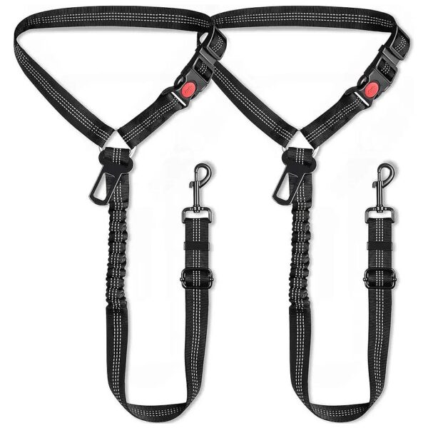 2-Piece Car Dog Seat Belt with Adjustable Metal Buckle Safety Harness