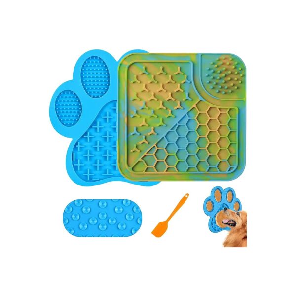 2-Piece Pet Slow Feeder Lick Mat with Suction Cups for Large Breed Dogs and Cats