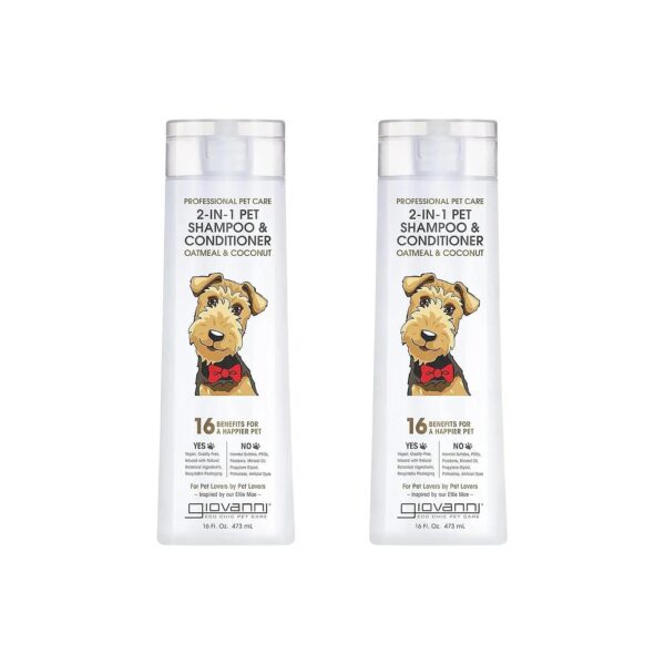 2-in-1 Pet Shampoo and Conditioner for Dogs and Cats with Coconut and Oatmeal Formula