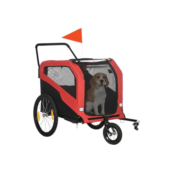 2-in-1 Pet Stroller and Bicycle Trailer for Large Dogs with Foot Support and Storage