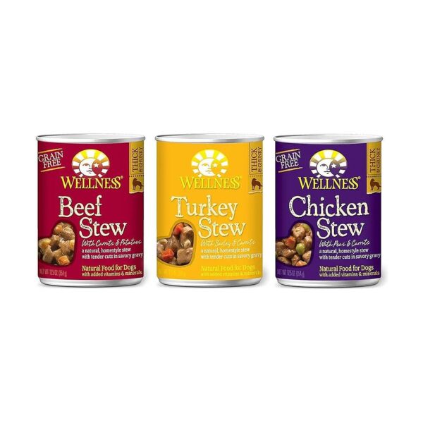 3 Flavor Grain-Free Wet Stew for Adult Dogs with Turkey Chicken and Beef Recipes