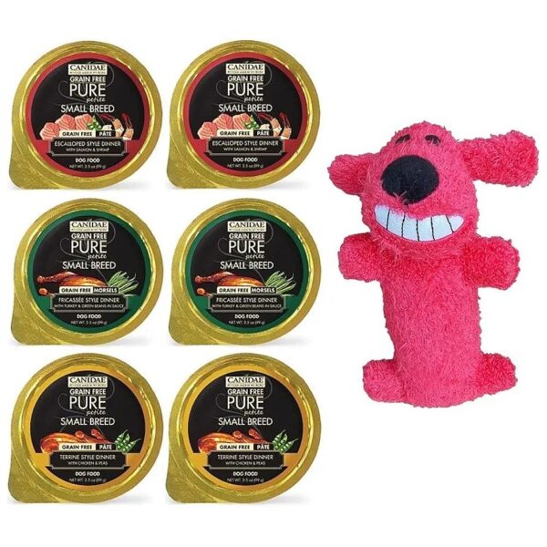 3 Flavor Variety of Grain Free Dog Food for Small Breed Pups with Toy