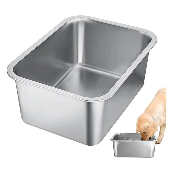 3 Gallon Extra Large Dog Food and Water Bowl in Stainless Steel for Large Breeds