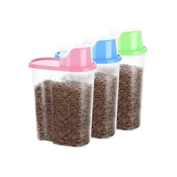 3 Pack BPA Free Pet Food Storage Container with Measuring Cup for Pets