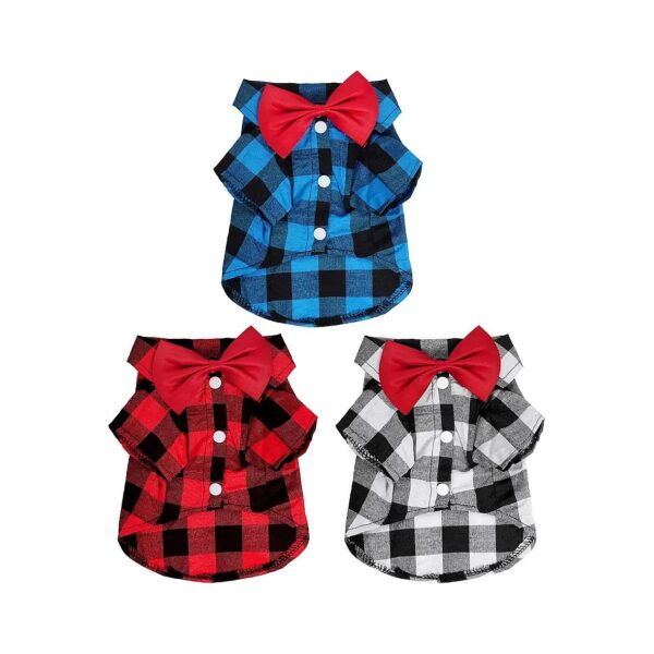 3 Pack Plaid Puppy Cat Shirts for Dog and Cat Photography