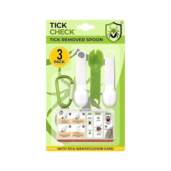 3 Pack Tick Remover Spoon with Free ID Card and Carabiner for Effective Tick Removal