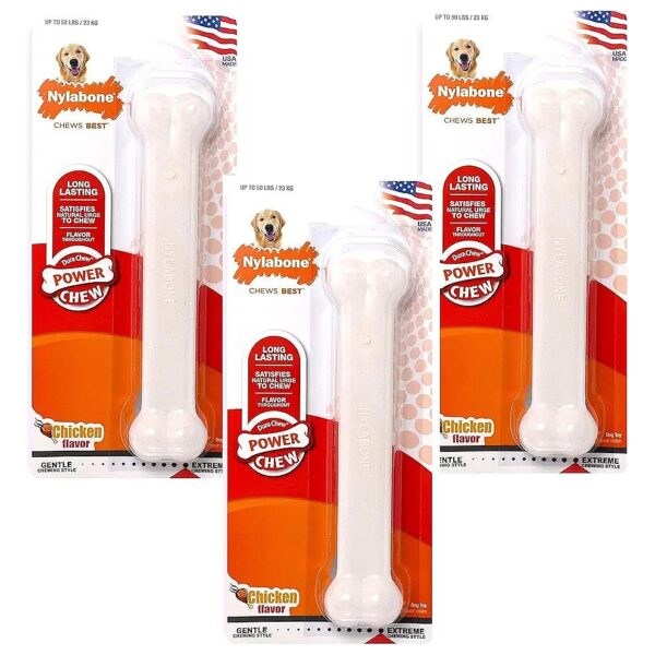 3 Pack of Giant Chicken Flavor Nylabones for Strong Jaws and Healthy Teeth