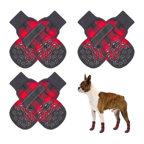 3 Pairs of Anti-Slip Dog Socks for Pet Paw Protection