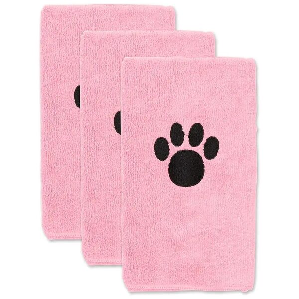 3 Piece Set of Soft Microfiber Pet Towels for Pet Grooming Essentials