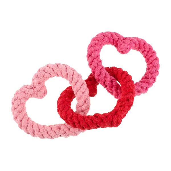 3 Pieces Interlocking Heart Colorful Rope Toys for Dogs Valentine's Day Gift