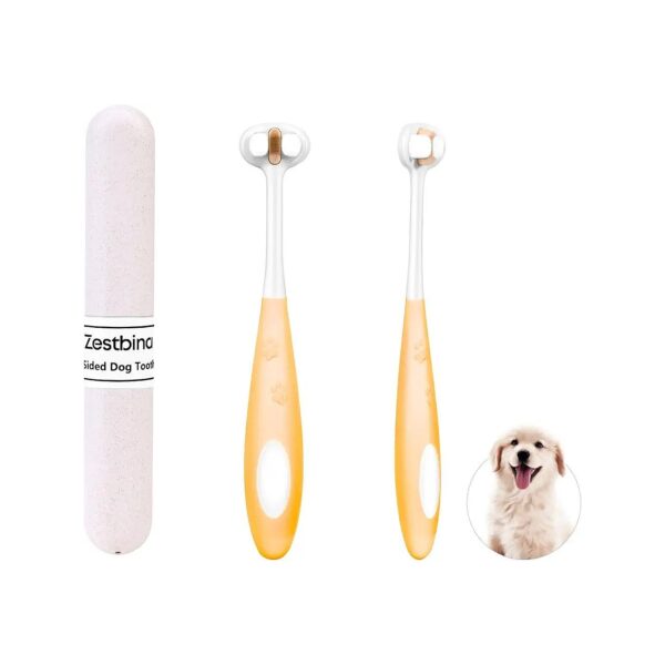 3 Sided Design Ultra Soft Nano Bristle Dog Toothbrush Kit for Easy Teeth Cleaning