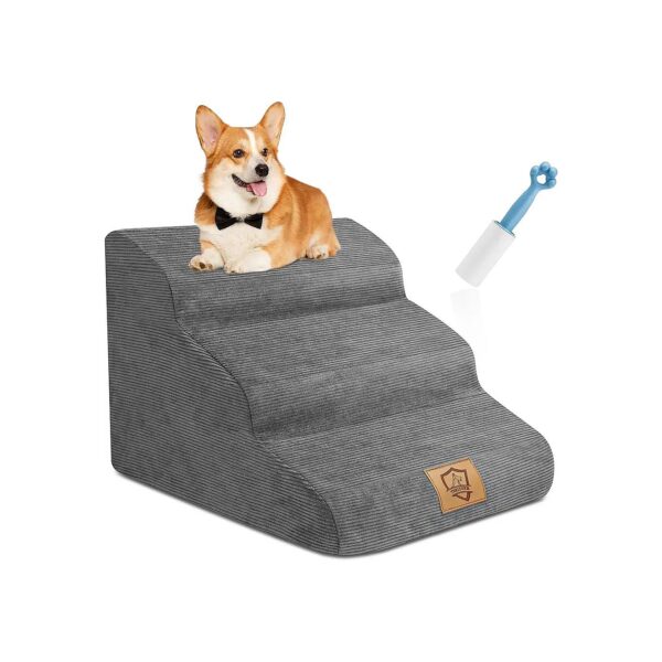 3 Step Pet Stairs with 40D Foam and Rubber Anti-Slip Mat for Small Dogs and Cats