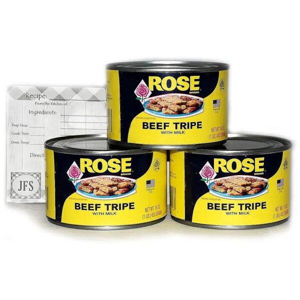 3 x 16 Ounce Cans of USA Beef Tripe with Milk and Recipe