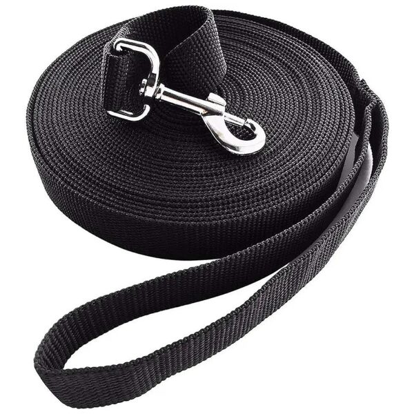 30 Foot Long Dog Leash 1 Inch Wide Black Nylon Strength Alpha Paw