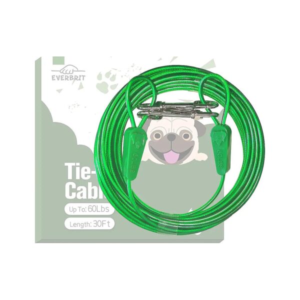 30 Foot Reflective Vinyl Covered Tie Out Cable for Medium Dogs up to 60 Pounds