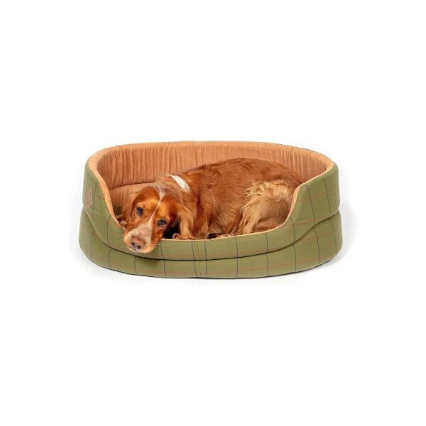 30 Inch Long Tweed and Faux Suede Dog Bed with Machine Washable Fabric