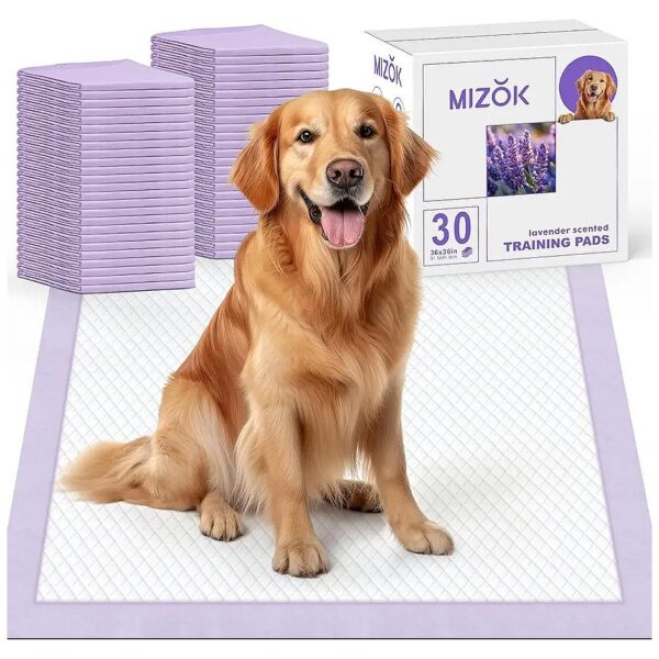 30-Count Lavender Scented Puppy Pads Purple for Dogs Up to 11 Cups Odor-Free