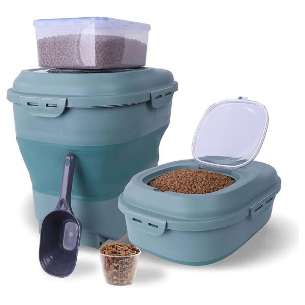 30L Dog Cat Food Storage Container with Foldable Design for Space-Saving Storage