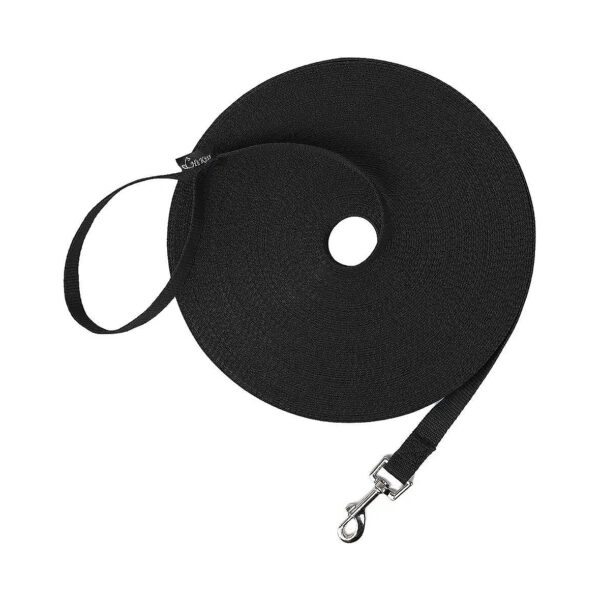 30ft Long Black Nylon Training Leash for Backpacking and Camping with Dogs