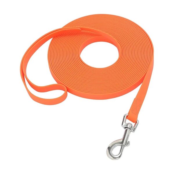 30ft Orange Waterproof Nylon Dog Training Lead for Hiking Camping Yard Beach and Swimming