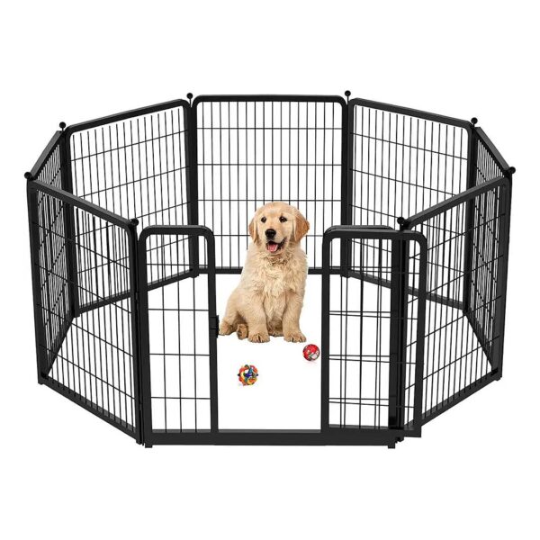 32 Inch Height Dog Playpen with Strong Stakes for Yard, Camping, and Travel