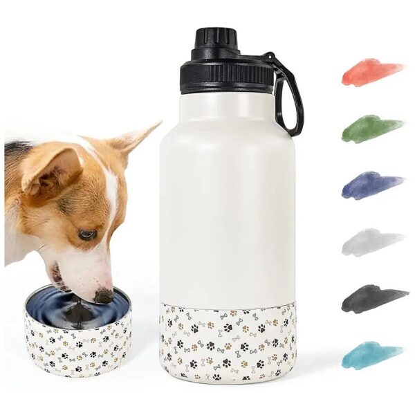 32oz Food-Grade Stainless Steel Dog Water Bottle for Walking and Hiking