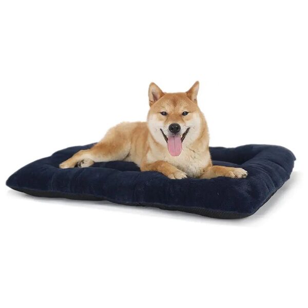 36 Inch Dark Blue Comfy Fluffy Faux Rabbit Fur Dog Crate Pad for Indoor and Outdoor Use