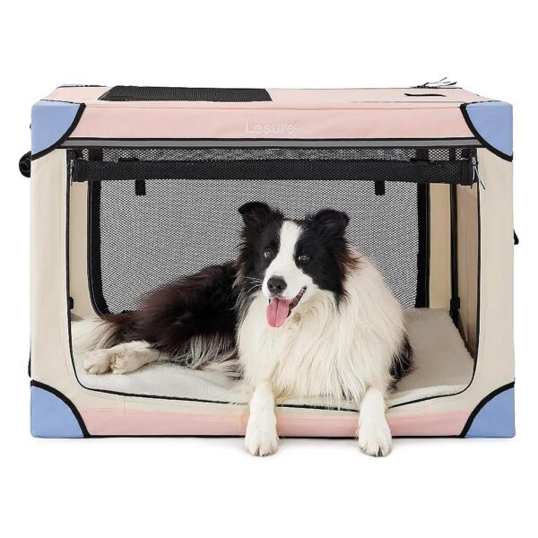 36 Inch Soft Collapsible Crate for Large Dogs with Comfortable Mesh Windows