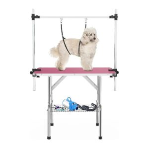 36-Inch Pet Grooming Table for Small Dogs with Integrated Arm and Leash