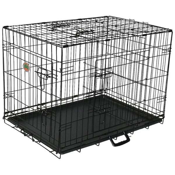 36-Inch Three Door Folding Metal Wired Crate Kennel for Small and Medium Dogs